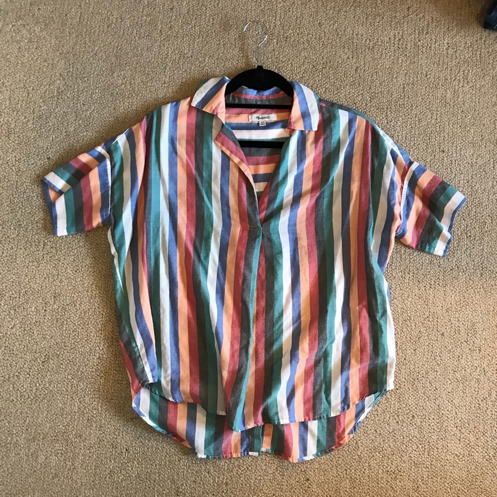 NEVER WORN! Colorful stripe Madewell courier shirt